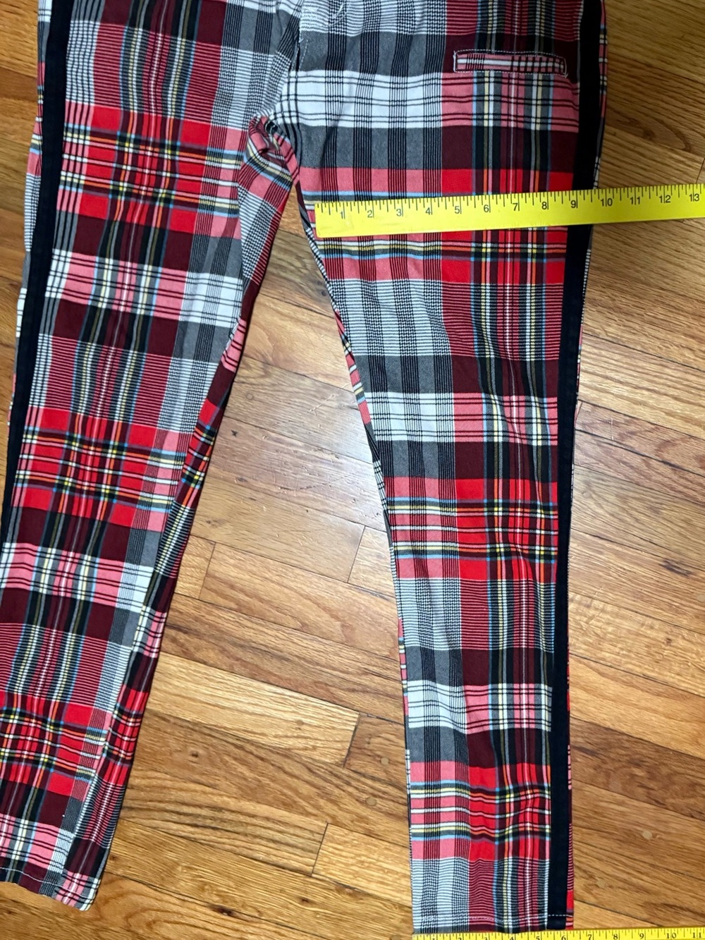 Decibel Slim Fit Stretch Plaid Men’s 34x32 Pants Red Black Gray - Picture 3 of 8